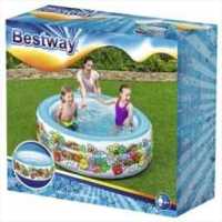 Детский надувной бассейн Play Pool 152 х 51 см, BESTWAY, 51121, Винил, 400 л., 6+, Сливной клапан, Голубой, Цветная коробка